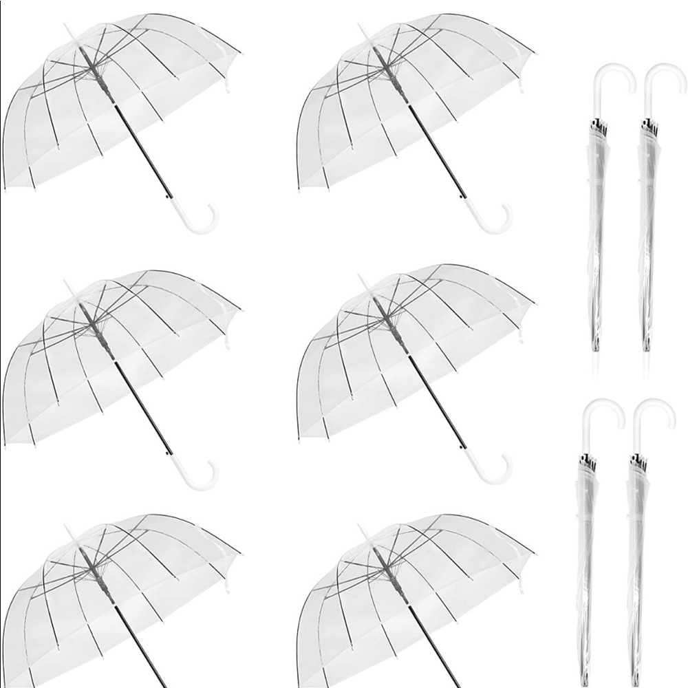 9 clear umbrellas